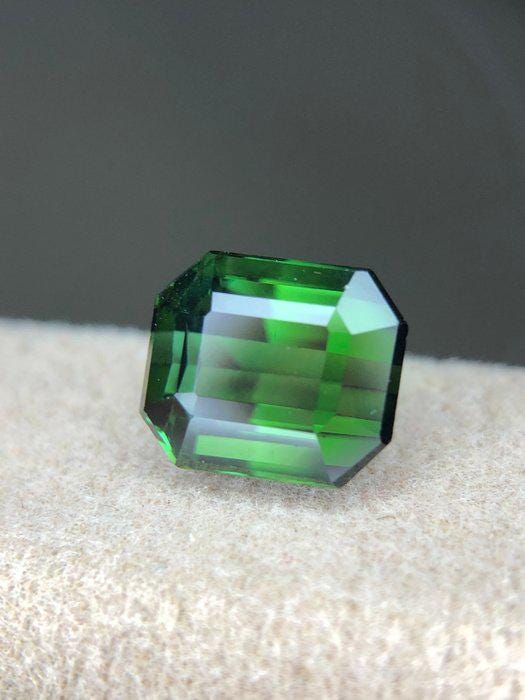 Natural Green Tourmaline Gemstone | 2.90 Ct Emerald Cut Certified Elbaite Loose Stone