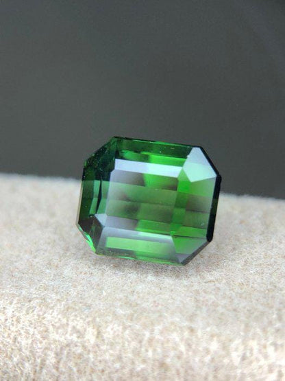 Natural Green Tourmaline Gemstone | 2.90 Ct Emerald Cut Certified Elbaite Loose Stone