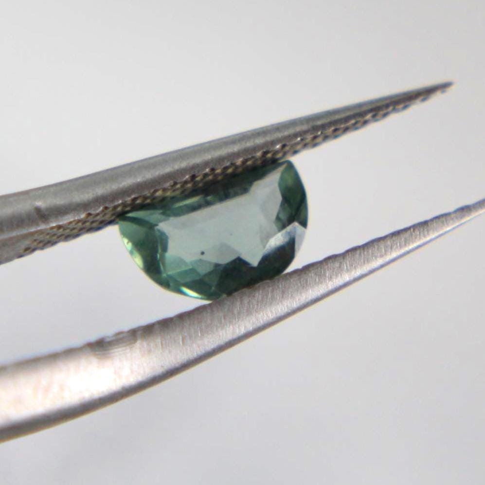 Unheated Montana Sapphire 0.45 ct Green Half Moon Gemstone | Custom Cut Collector Stone