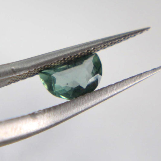 Unheated Montana Sapphire 0.45 ct Green Half Moon Gemstone | Custom Cut Collector Stone
