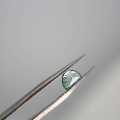 Unheated Montana Sapphire 0.45 ct Green Half Moon Gemstone | Custom Cut Collector Stone