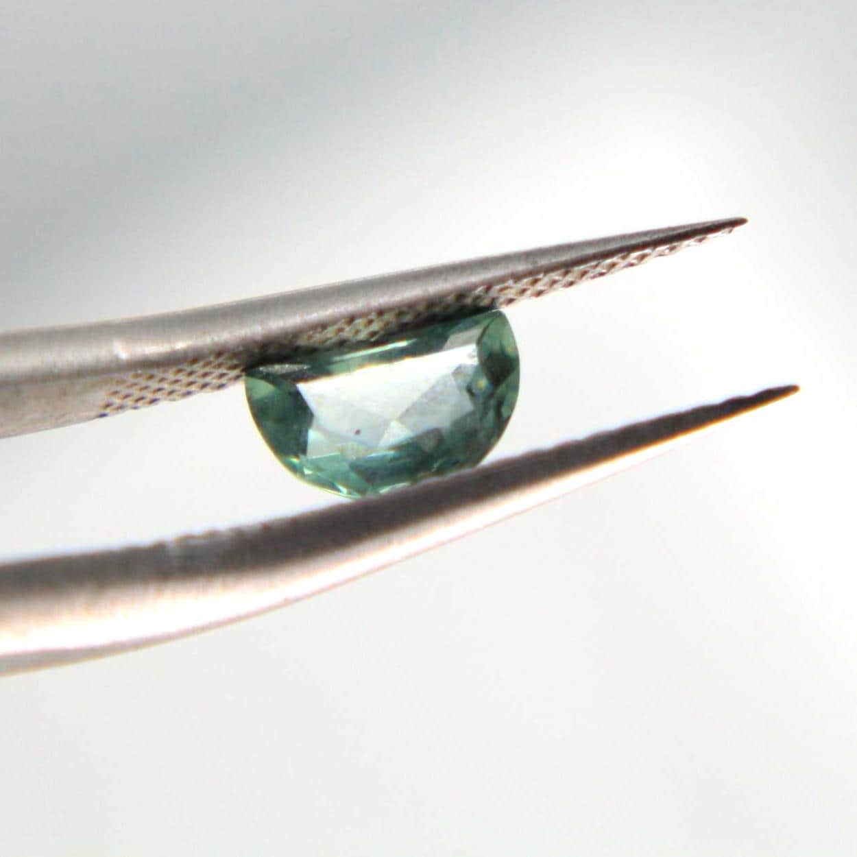 Unheated Montana Sapphire 0.45 ct Green Half Moon Gemstone | Custom Cut Collector Stone