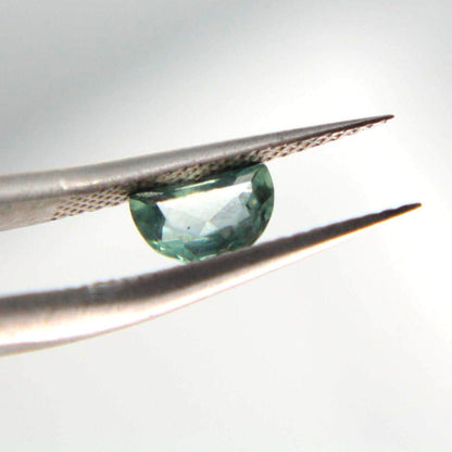 Unheated Montana Sapphire 0.45 ct Green Half Moon Gemstone | Custom Cut Collector Stone