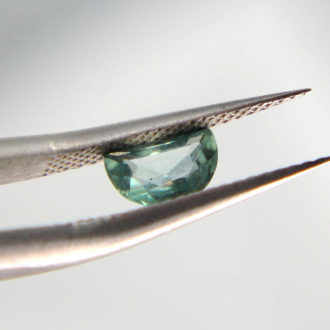 Unheated Montana Sapphire 0.45 ct Green Half Moon Gemstone | Custom Cut Collector Stone