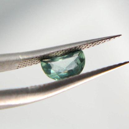 Unheated Montana Sapphire 0.45 ct Green Half Moon Gemstone | Custom Cut Collector Stone