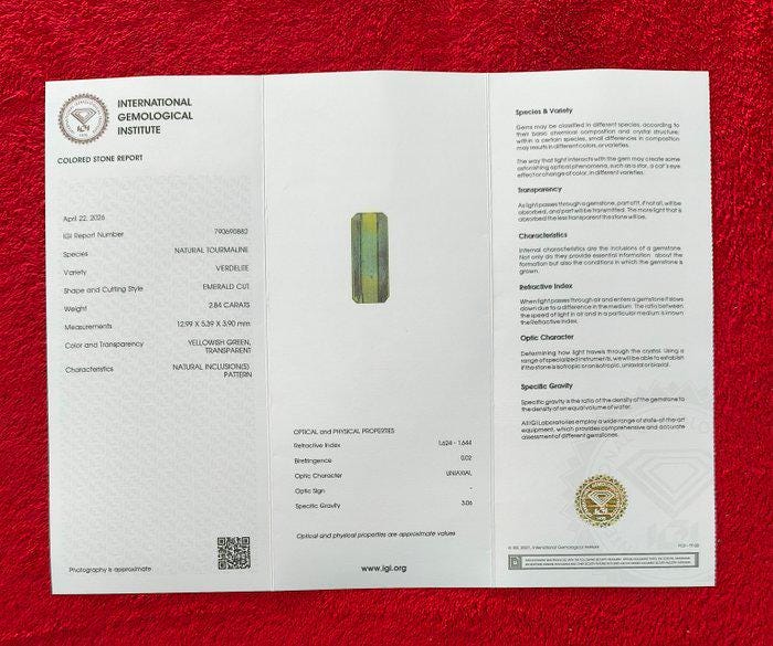 Natural Green-Blue Bi-Color Tourmaline Verdelite 2.84 Ct Emerald Cut Certified Gemstone | Long Rectangular Tourmaline