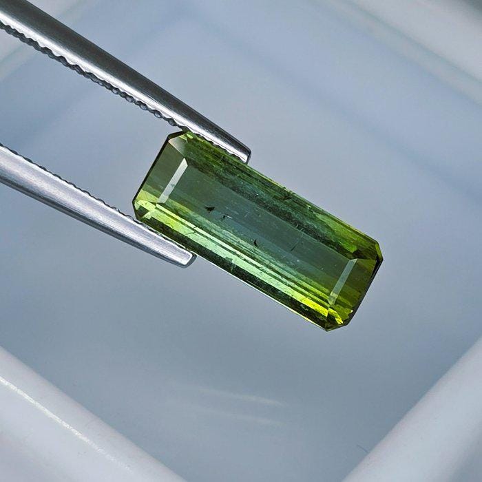 Natural Green-Blue Bi-Color Tourmaline Verdelite 2.84 Ct Emerald Cut Certified Gemstone | Long Rectangular Tourmaline