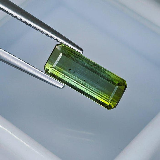 Natural Green-Blue Bi-Color Tourmaline Verdelite 2.84 Ct Emerald Cut Certified Gemstone | Long Rectangular Tourmaline