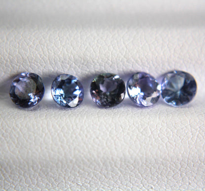 5 Natural Bi-Color Tanzanites 2.07 TCW Certified Gemstone Lot | Round Cut Tanzanite Parcel