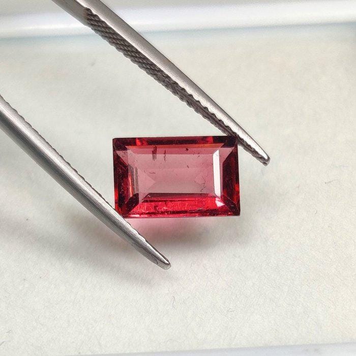2.91 Ct Pink Tourmaline | Certified Natural Rubellite Tourmaline | Emerald Cut Loose Gemstone | Vibrant Pink Tourmaline for Custom Jewelry