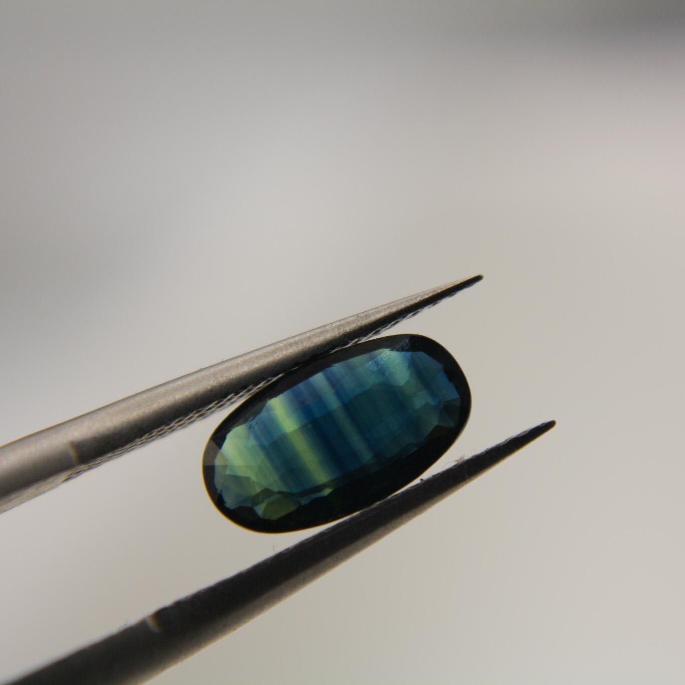 Natural Parti Sapphire 1.29 Ct | Blue Green Sapphire | Certified Sapphire