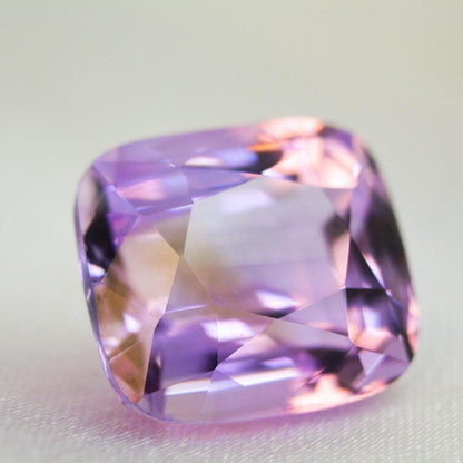 Natural Ametrine Cushion Gemstone | Pastel Lavender Peach Certified Loose Stone