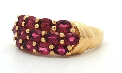 Vintage Style Garnet Cluster Ring | Gold Plated Sterling Silver Statement Ring