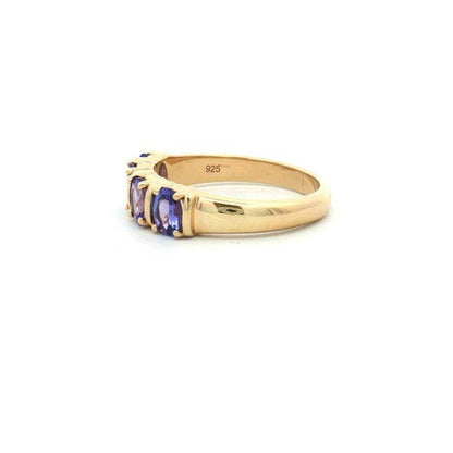 Natural Tanzanite Band Ring | Gold Plated Sterling Silver, December Birthstone