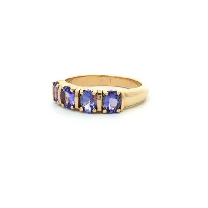Natural Tanzanite Band Ring | Gold Plated Sterling Silver, December Birthstone