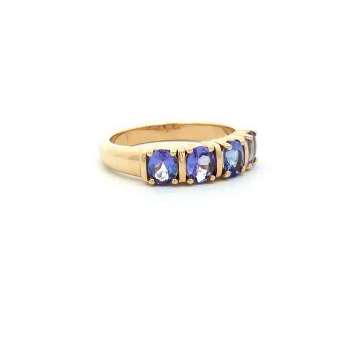 Natural Tanzanite Band Ring | Gold Plated Sterling Silver, December Birthstone