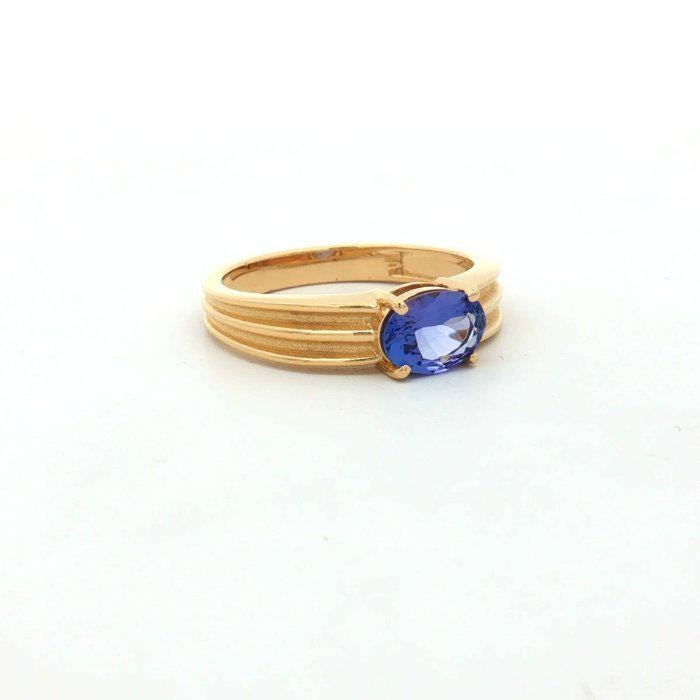 Oval Tanzanite Solitaire Ring | Gold Plated Sterling Silver, December Birthstone