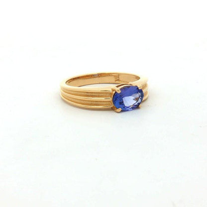 Oval Tanzanite Solitaire Ring | Gold Plated Sterling Silver, December Birthstone