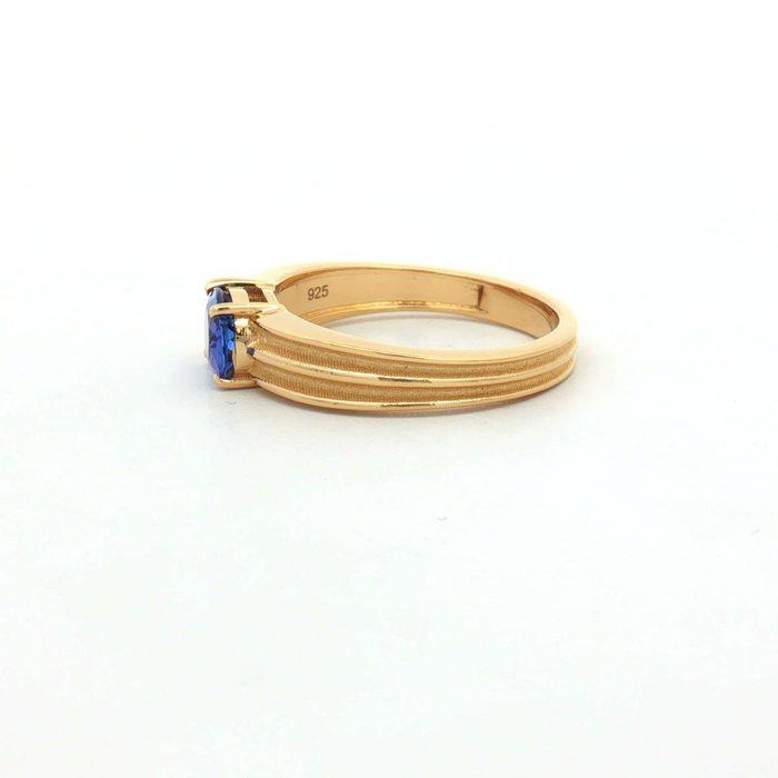 Oval Tanzanite Solitaire Ring | Gold Plated Sterling Silver, December Birthstone