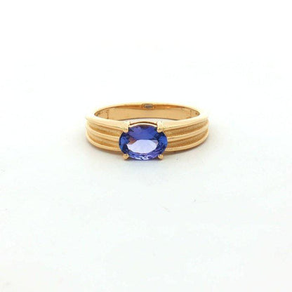 Oval Tanzanite Solitaire Ring | Gold Plated Sterling Silver, December Birthstone