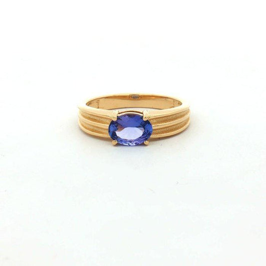 Oval Tanzanite Solitaire Ring | Gold Plated Sterling Silver, December Birthstone