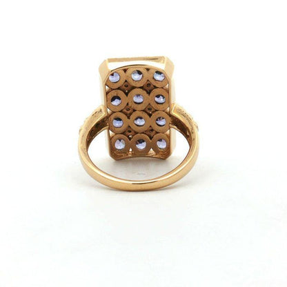 Natural Tanzanite Zircon Statement Ring | Art Deco Gold Plated Sterling Silver