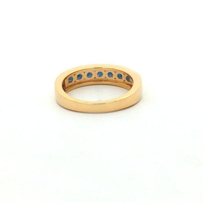 Natural Blue Sapphire Channel Ring | Gold Plated Sterling Silver, 0.91 CTW, September Birthstone