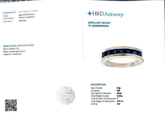 Natural Blue Sapphire Channel Ring | Gold Plated Sterling Silver, 0.91 CTW, September Birthstone