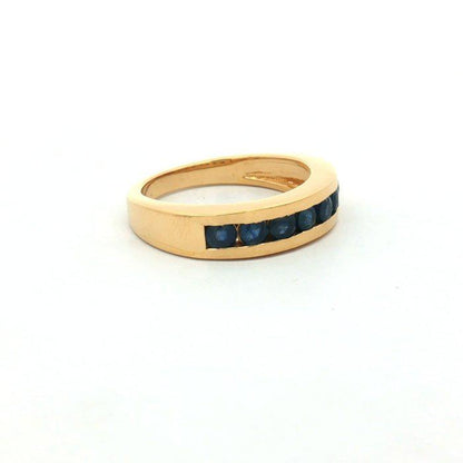 Natural Blue Sapphire Channel Ring | Gold Plated Sterling Silver, 0.91 CTW, September Birthstone