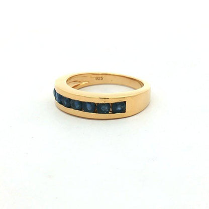 Natural Blue Sapphire Channel Ring | Gold Plated Sterling Silver, 0.91 CTW, September Birthstone