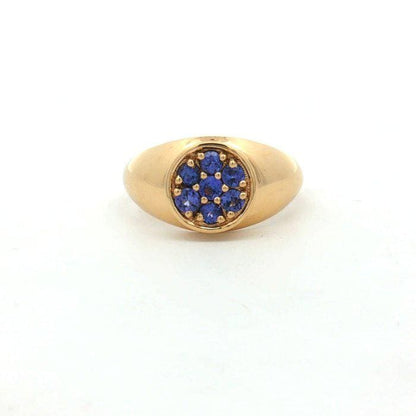 Natural Tanzanite Cluster Signet Ring | Gold Plated Sterling Silver Statement Cocktail Ring