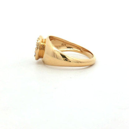 Natural Tanzanite Cluster Signet Ring | Gold Plated Sterling Silver Statement Cocktail Ring
