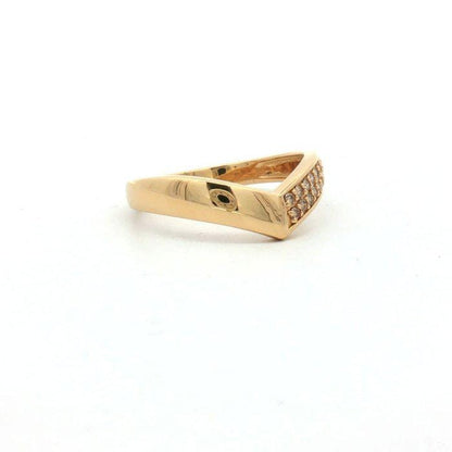 Natural Diamond Chevron Ring in Gold Plated Sterling Silver | HRD Antwerp Pavé V Ring