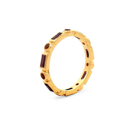 Amethyst & Citrine Eternity Band Ring in Gold Plated Sterling Silver