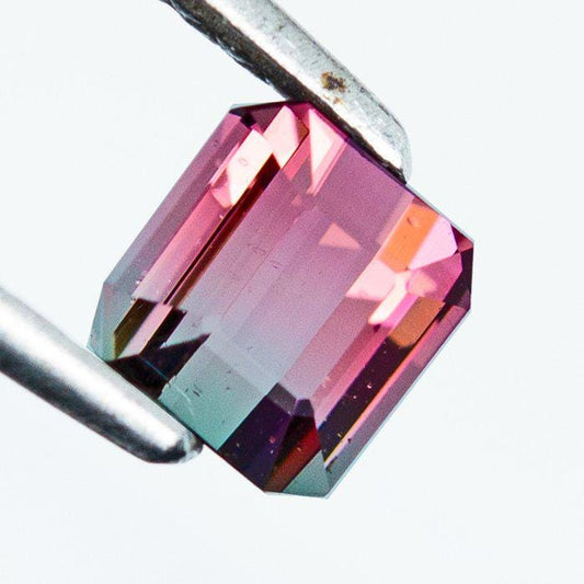 Natural Bi-Color Tourmaline Gemstone | IGI Certified Emerald Cut Loose Gemstone