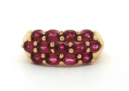 Vintage Style Garnet Cluster Ring | Gold Plated Sterling Silver Statement Ring
