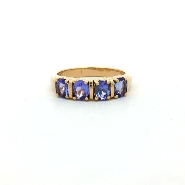 Natural Tanzanite Band Ring | Gold Plated Sterling Silver, December Birthstone
