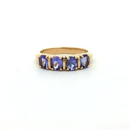 Natural Tanzanite Band Ring | Gold Plated Sterling Silver, December Birthstone
