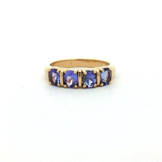 Natural Tanzanite Band Ring | Gold Plated Sterling Silver, December Birthstone