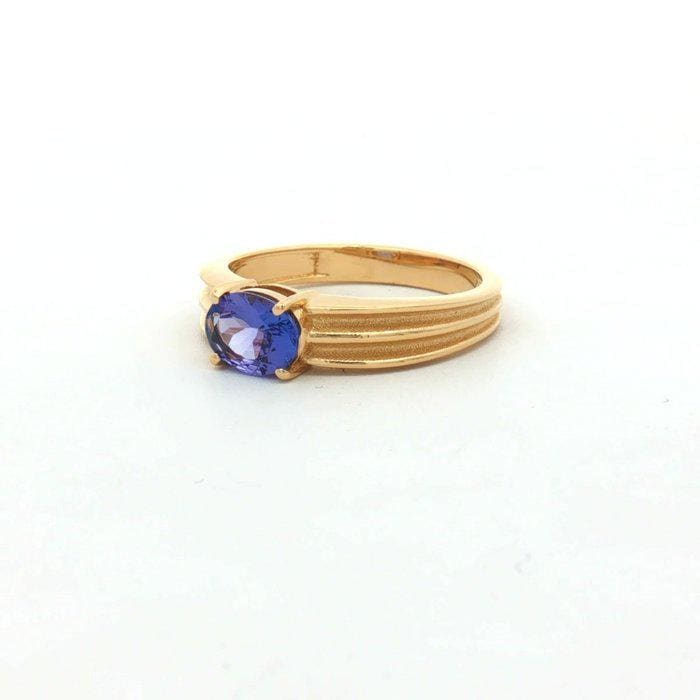 Oval Tanzanite Solitaire Ring | Gold Plated Sterling Silver, December Birthstone