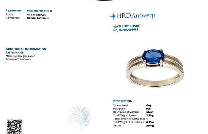 Oval Tanzanite Solitaire Ring | Gold Plated Sterling Silver, December Birthstone