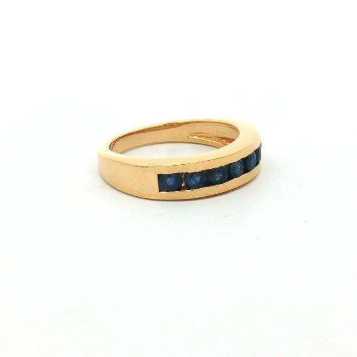 Natural Blue Sapphire Channel Ring | Gold Plated Sterling Silver, 0.91 CTW, September Birthstone