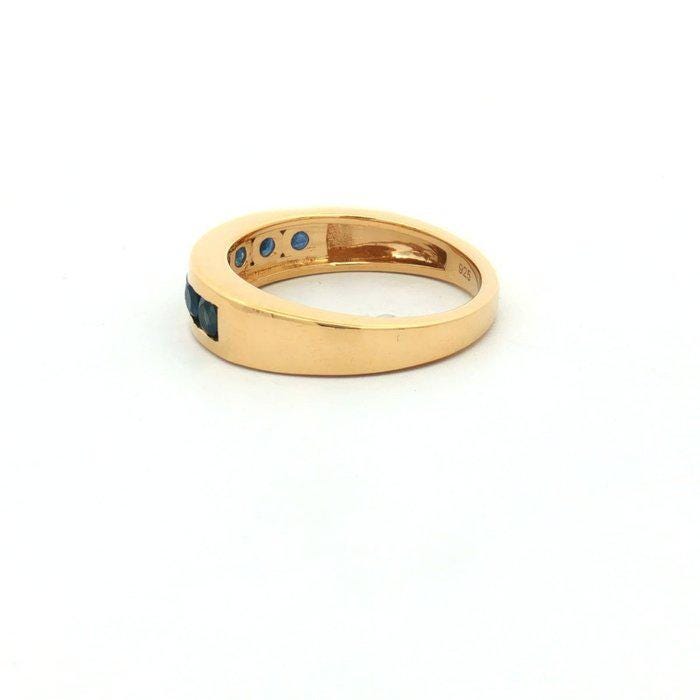 Natural Blue Sapphire Channel Ring | Gold Plated Sterling Silver, 0.91 CTW, September Birthstone