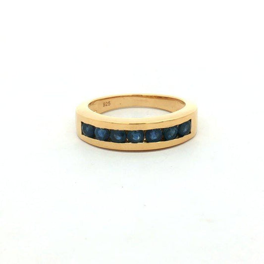 Natural Blue Sapphire Channel Ring | Gold Plated Sterling Silver, 0.91 CTW, September Birthstone