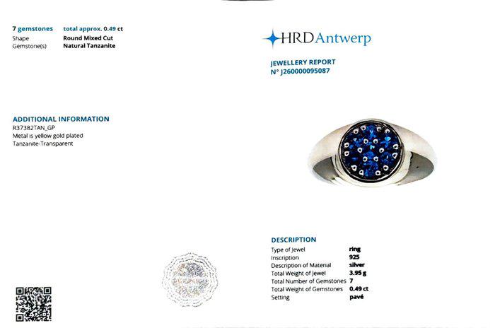 Natural Tanzanite Cluster Signet Ring | Gold Plated Sterling Silver Statement Cocktail Ring