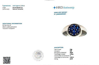 Natural Tanzanite Cluster Signet Ring | Gold Plated Sterling Silver Statement Cocktail Ring