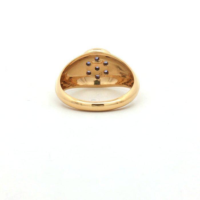 Natural Tanzanite Cluster Signet Ring | Gold Plated Sterling Silver Statement Cocktail Ring