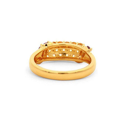 Natural Citrine & Amethyst Statement Ring in Gold Plated Sterling Silver | HRD Antwerp Gemstone Ring
