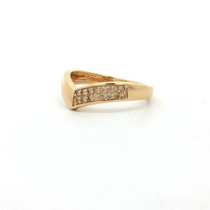 Natural Diamond Chevron Ring in Gold Plated Sterling Silver | HRD Antwerp Pavé V Ring