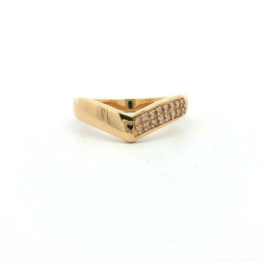 Natural Diamond Chevron Ring in Gold Plated Sterling Silver | HRD Antwerp Pavé V Ring